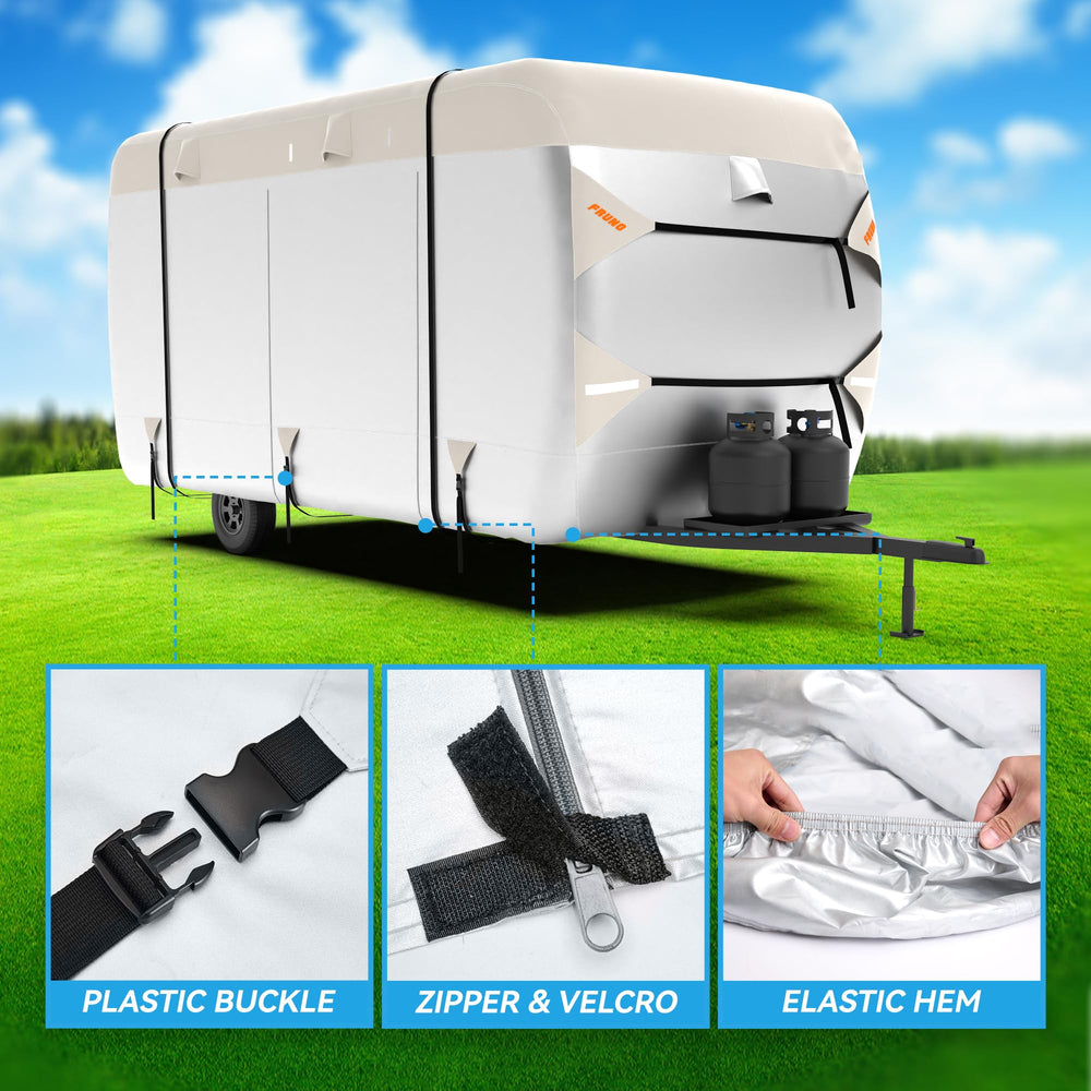 FRUNO reinforced bottom corners on trailer cover for durability