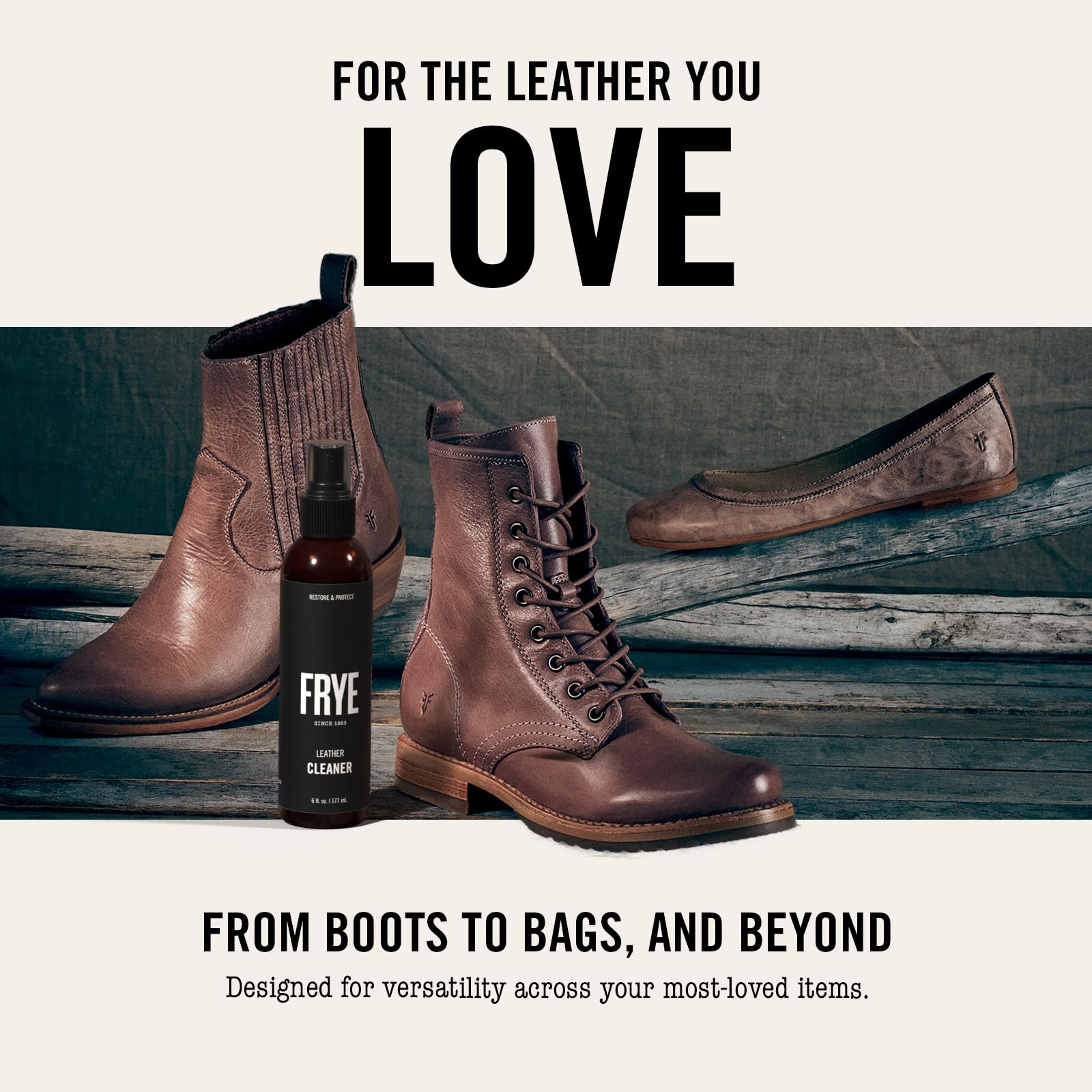 Frye leather cleaner cleans shoes and boots without drying