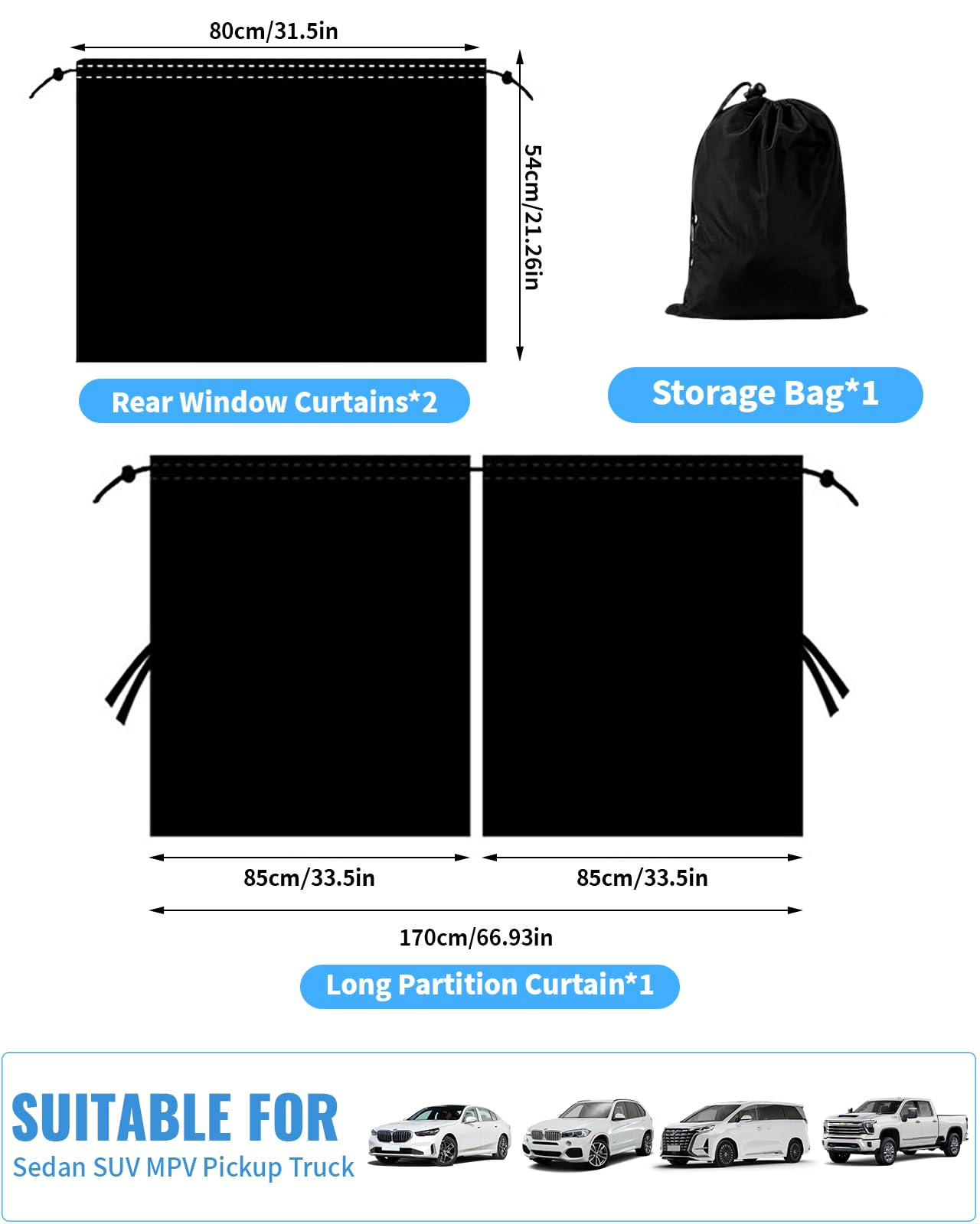FRYQ wide 170x80 cm fit for many vehicles