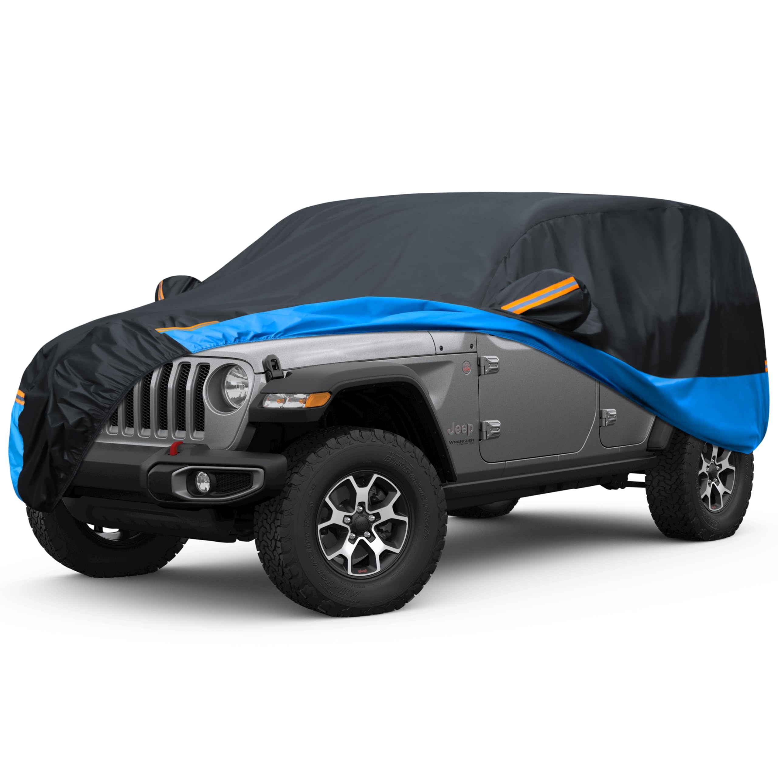 FSGRICH car cover with front straps secures your SUV in windy conditions.