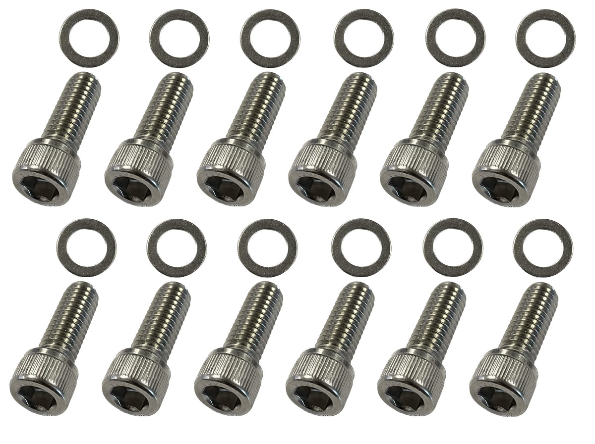 F.S.P SBC header bolt kit bolts for secure header mounting on Chevy V8 engines.