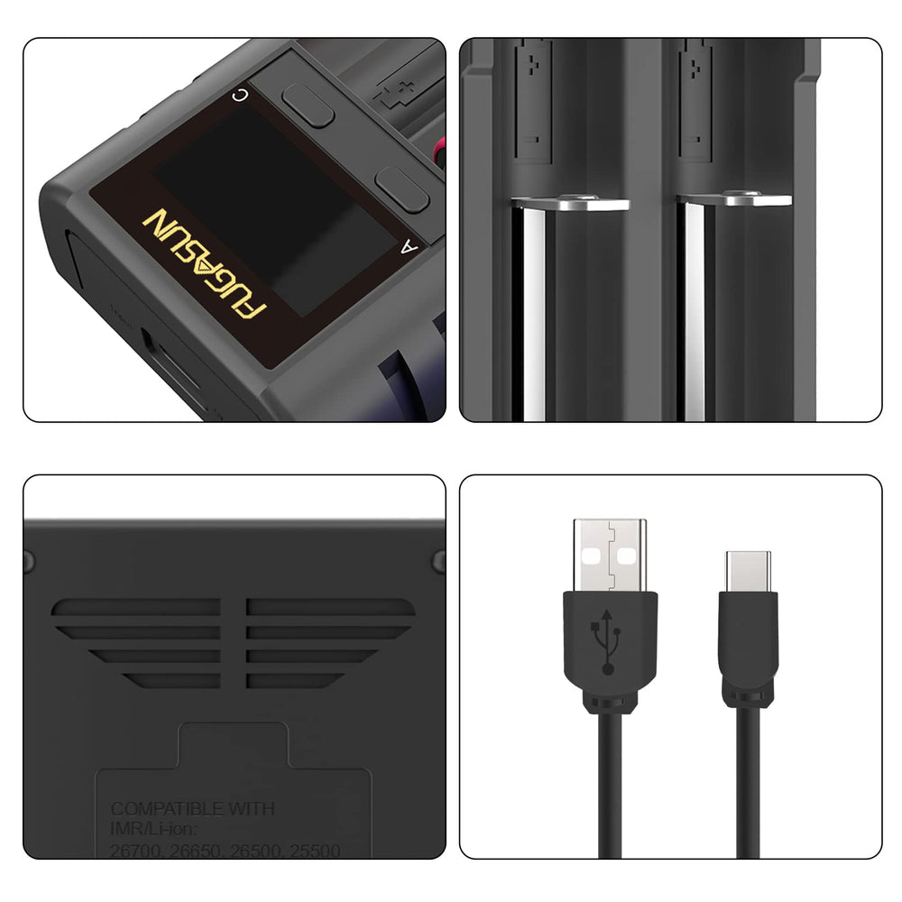 FUGASUN compact USB charger for multiple battery types