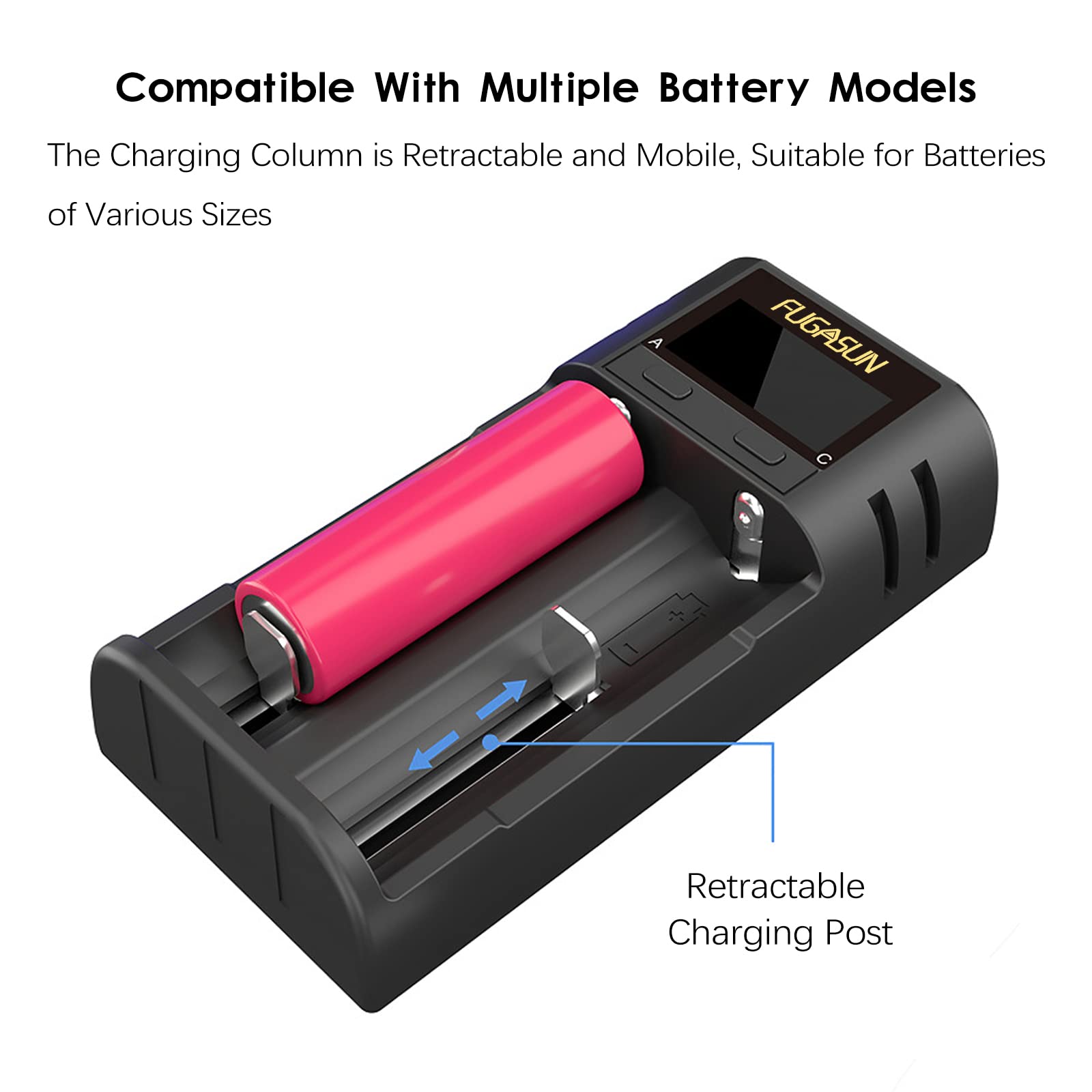 FUGASUN long-slot design fits long cells up to 75 mm