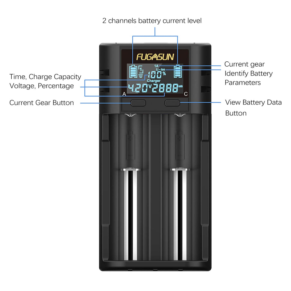 FUGASUN universal compatibility for Ni-MH and Li-ion cells