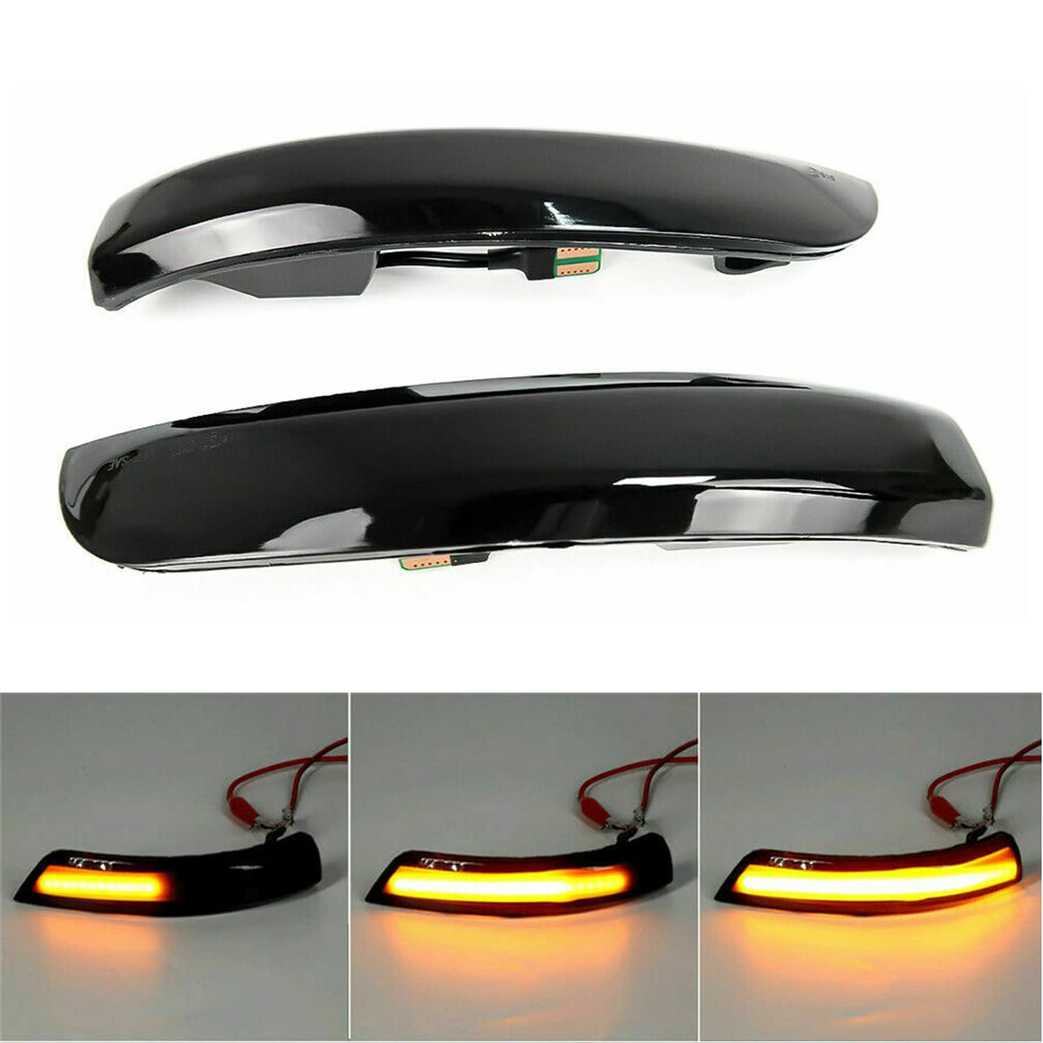 Pair of left and right Fuguang amber sequential lights on Ford mirrors