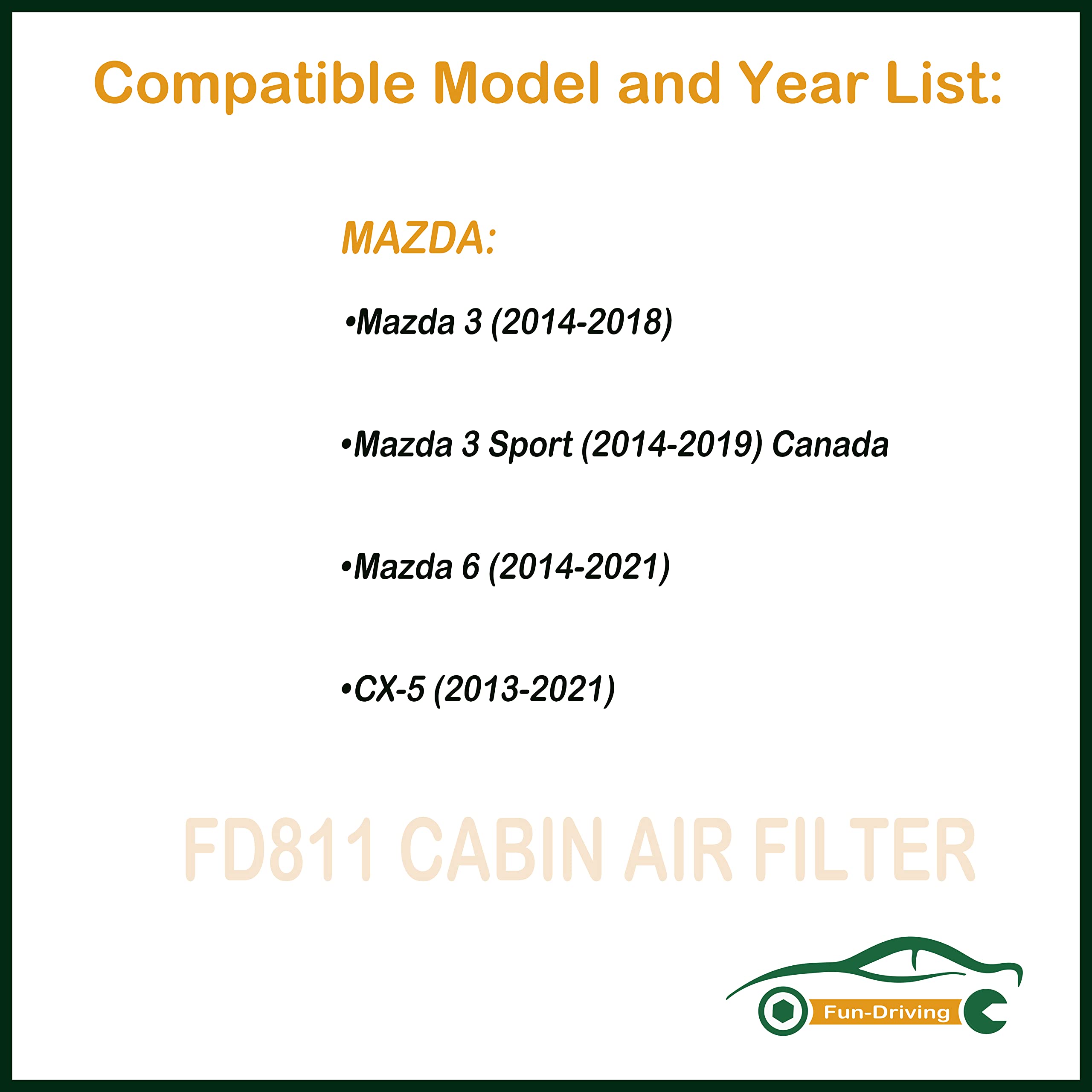 FUN-DRIVING FD811 fitment close-up for Mazda3/Mazda6/CX-5 demonstrating precise OEM-size compatibility.
