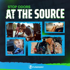 FunkAway Car Deodorizer Spray used on air vent to refresh cabin airflow