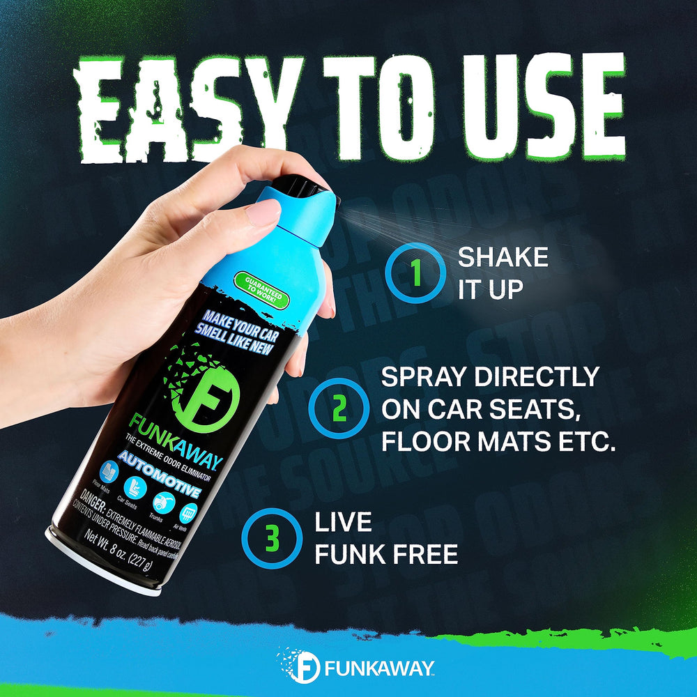 FunkAway interior spray reveals a cleaner cabin after use quickly