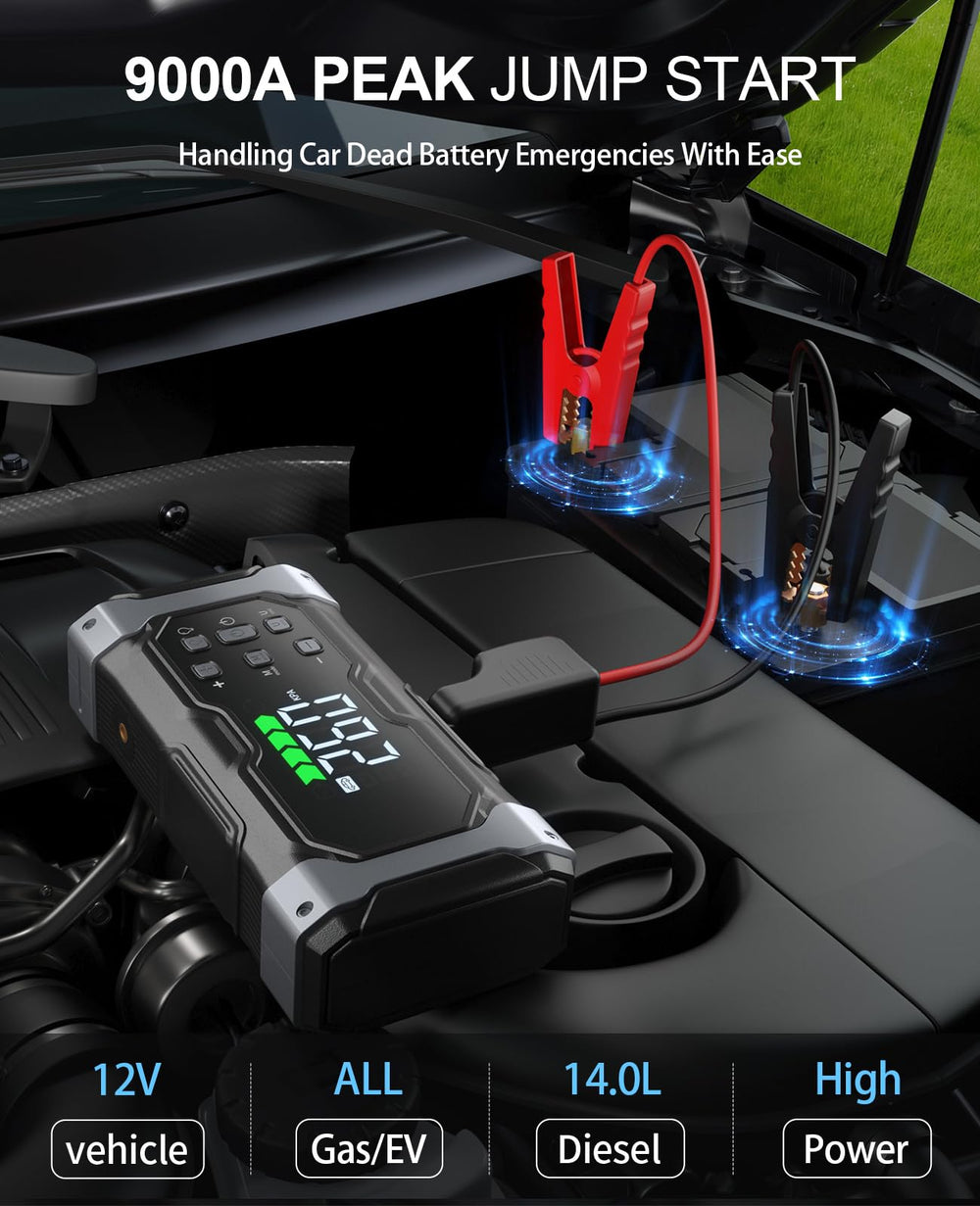 FunLaud 150psi air compressor tire inflator with preset modes for cars and bikes.