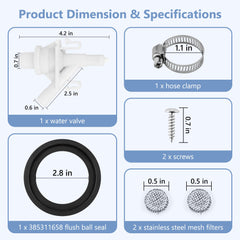 Funmit RV toilet valve kit compatibility with 300-310-320 series.