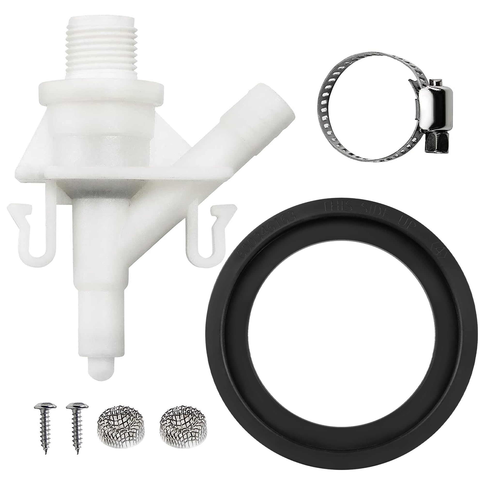 Funmit valve kit assembly close-up showing durable ABS construction for reliable RV toilet fit.