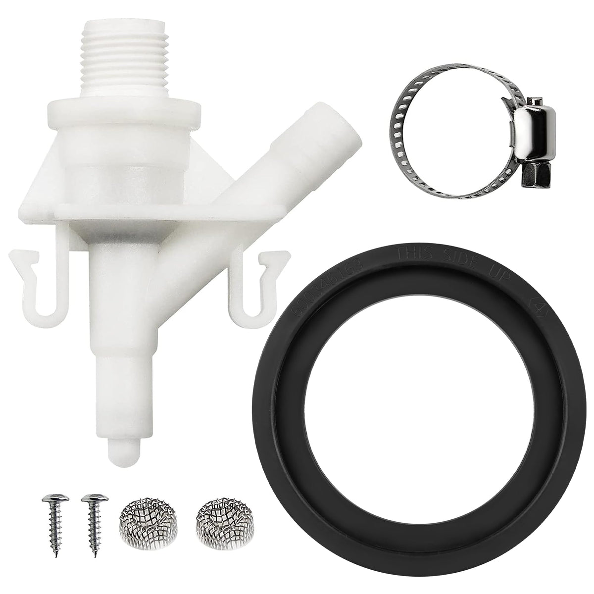 Funmit valve kit assembly close-up showing durable ABS construction for reliable RV toilet fit.
