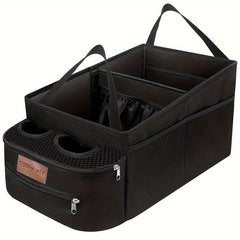 FUNNy elf backseat organizer folded view shows compact storage and quick setup.
