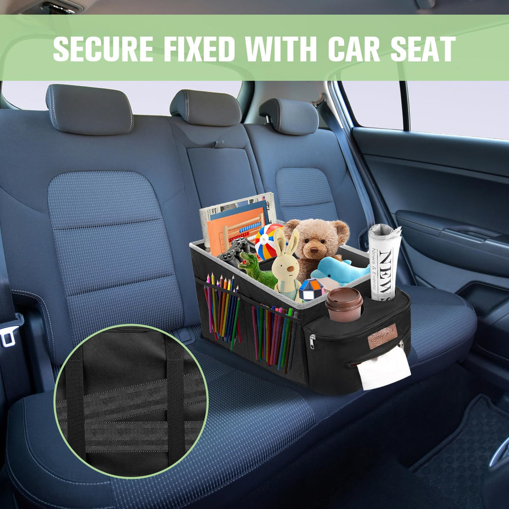 FUNNy elf car seat organizer fits most vehicles with a non-slip base