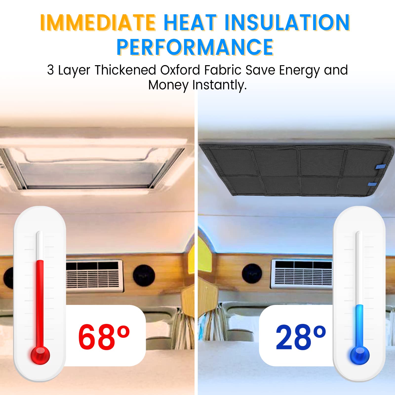 Funomo 3-layer blackout blocks sun for cooler RV interiors