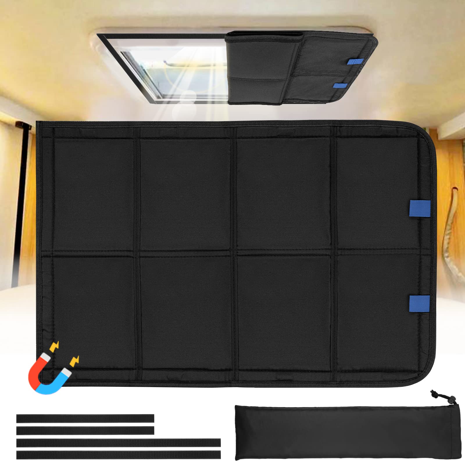 Funomo RV skylight foldable magnet cover for quick blackout and ventilation