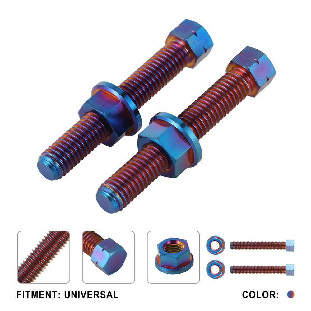 Funparts titanium chain tensioner bolt in color variants brightens a dirt bike