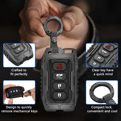 FUNY metal key fob cover with luminous buttons helps locate your key at night.