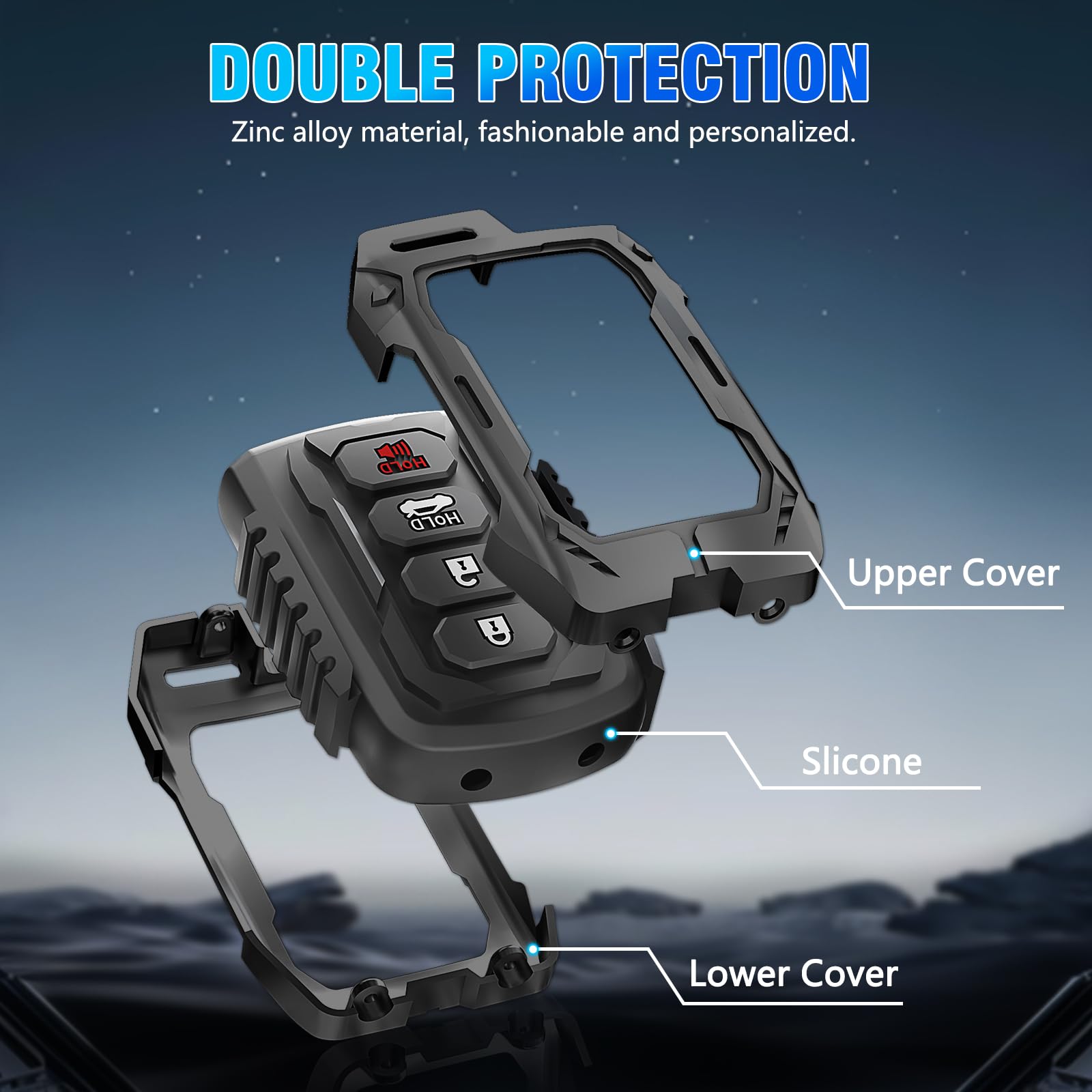 FUNY metal cover features soft silicone interior for a gentle key fit.