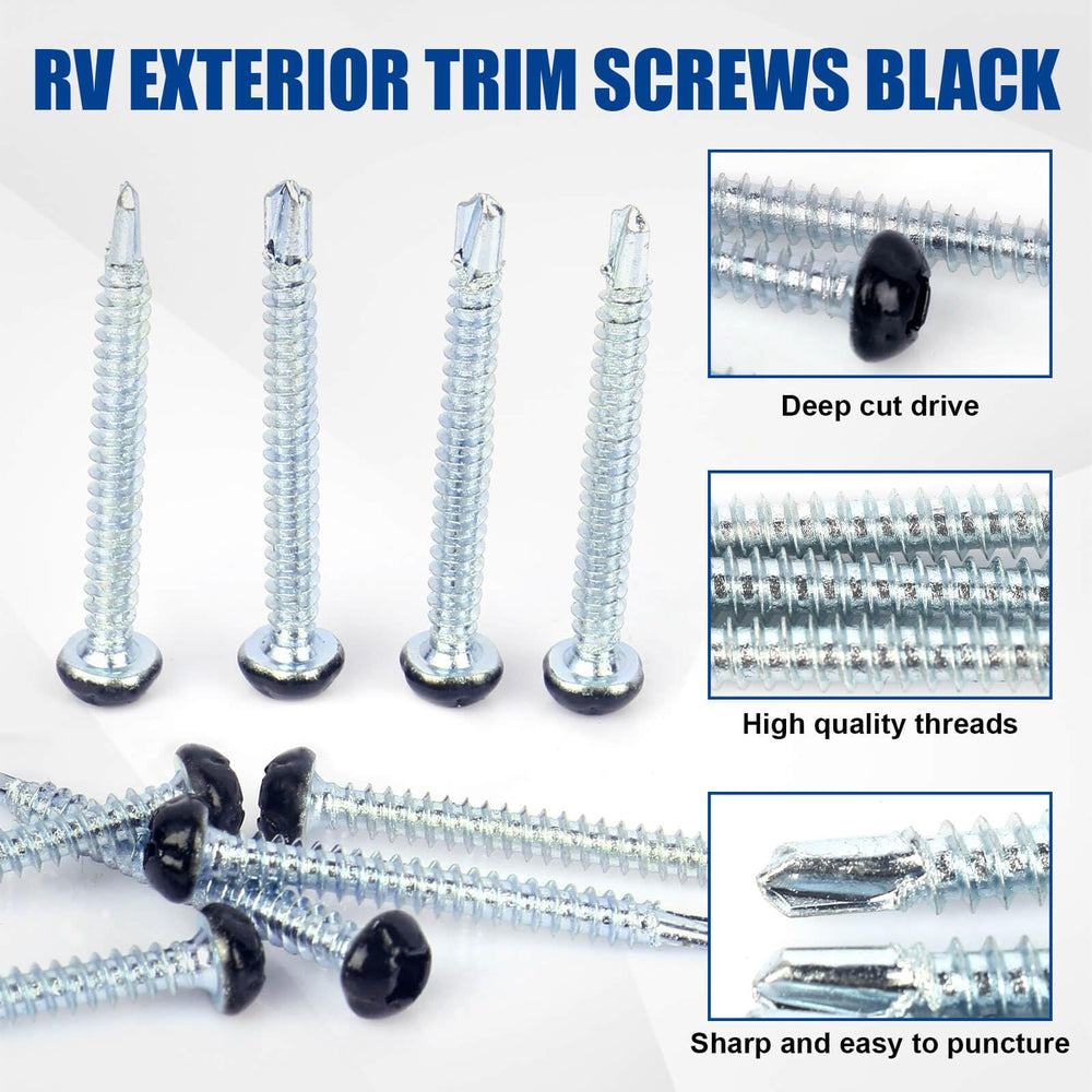 Fuoequl RV screw 1 inch long for reliable fastenings in trailer trims.