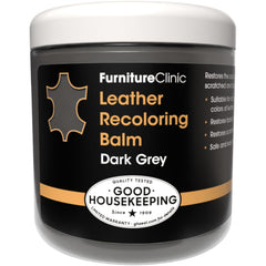 Furniture Clinic dark grey leather balm bottle for color renewal on furniture and car seats.