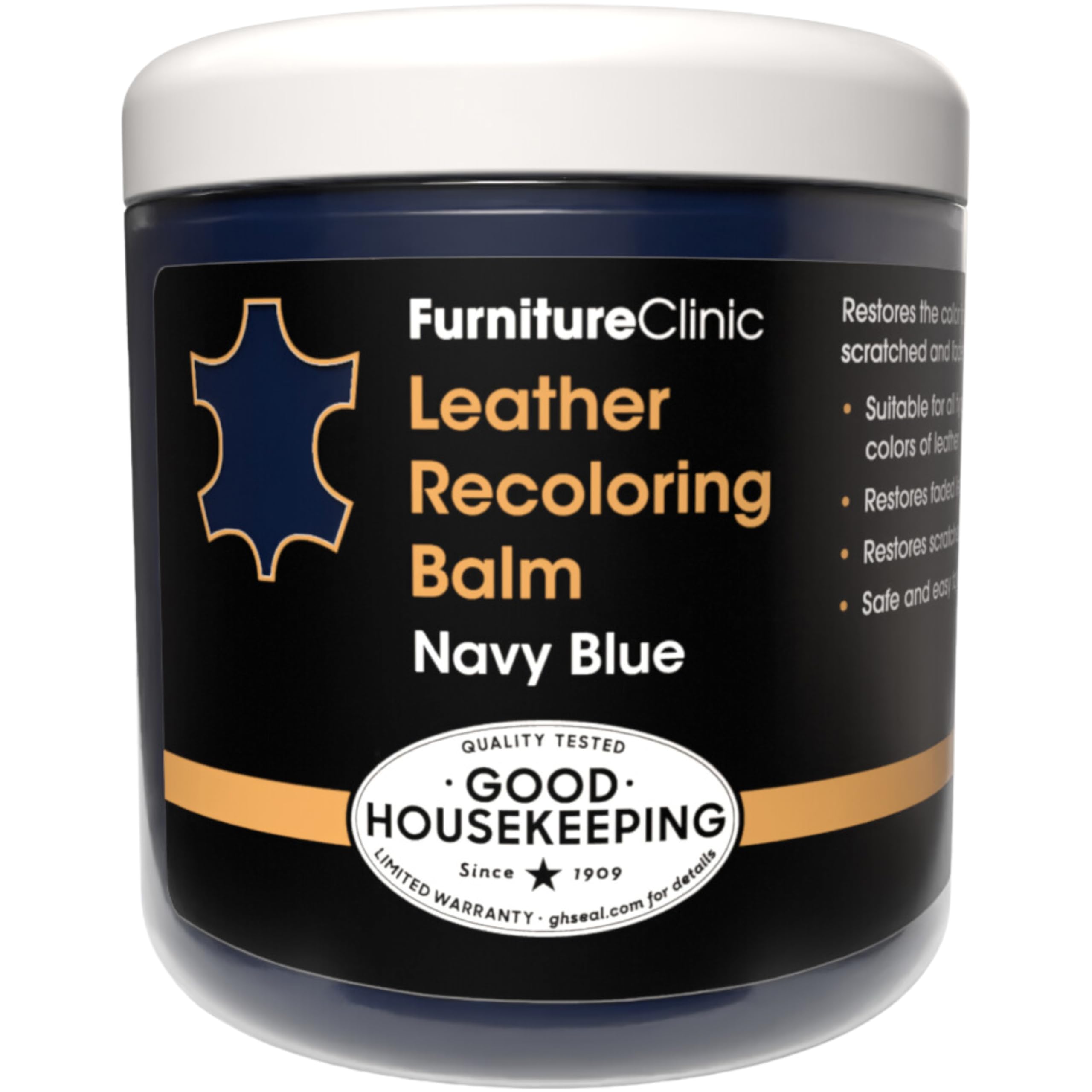Furniture Clinic Original Balm navy blue cap close-up showing color restoration potential