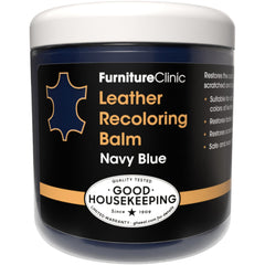 Furniture Clinic Original Balm navy blue cap close-up showing color restoration potential