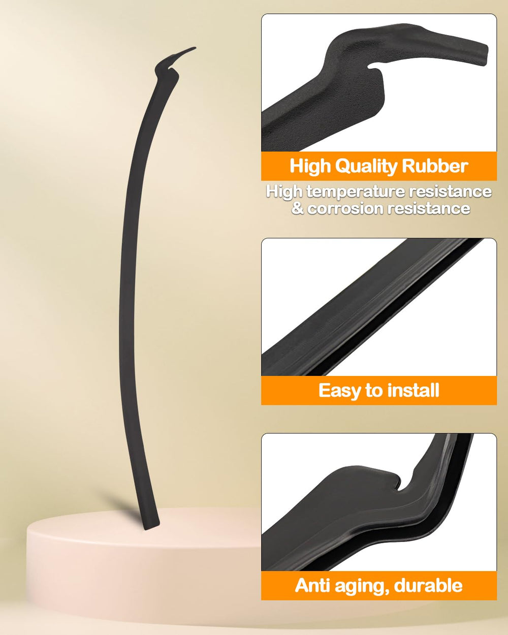 FurnyQuaint rubber seal detail resists weather and moisture intrusion.