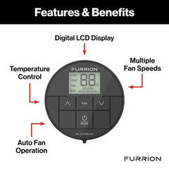 Furrion Chill HE thermostat digital display visible in the dark