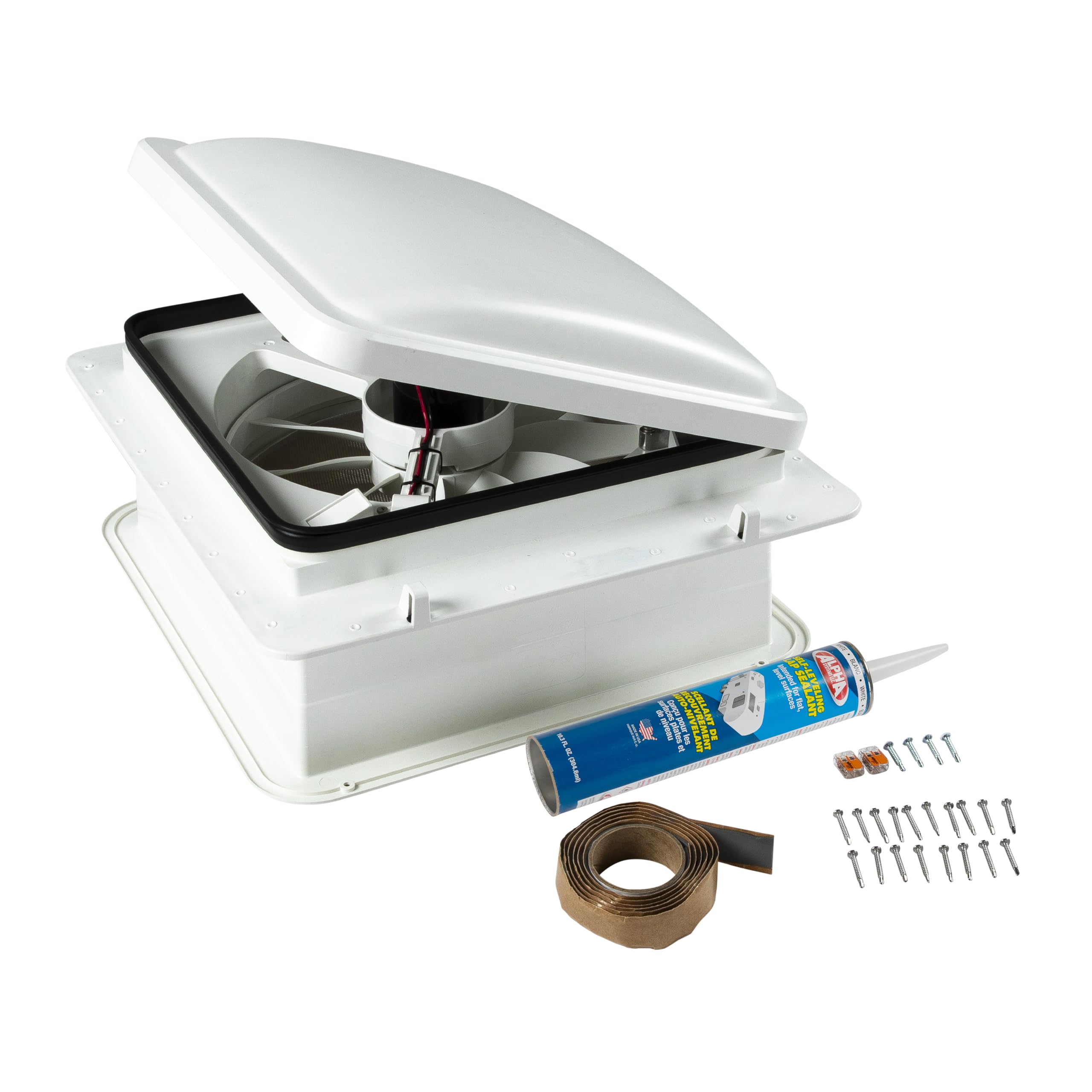 Furrion rooftop vent with lid closed for a sleek, weather-ready install.