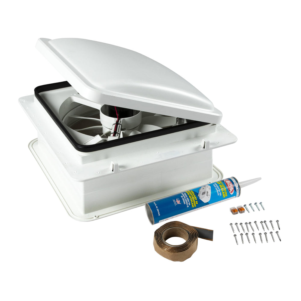 Furrion rooftop vent with lid closed for a sleek, weather-ready install.