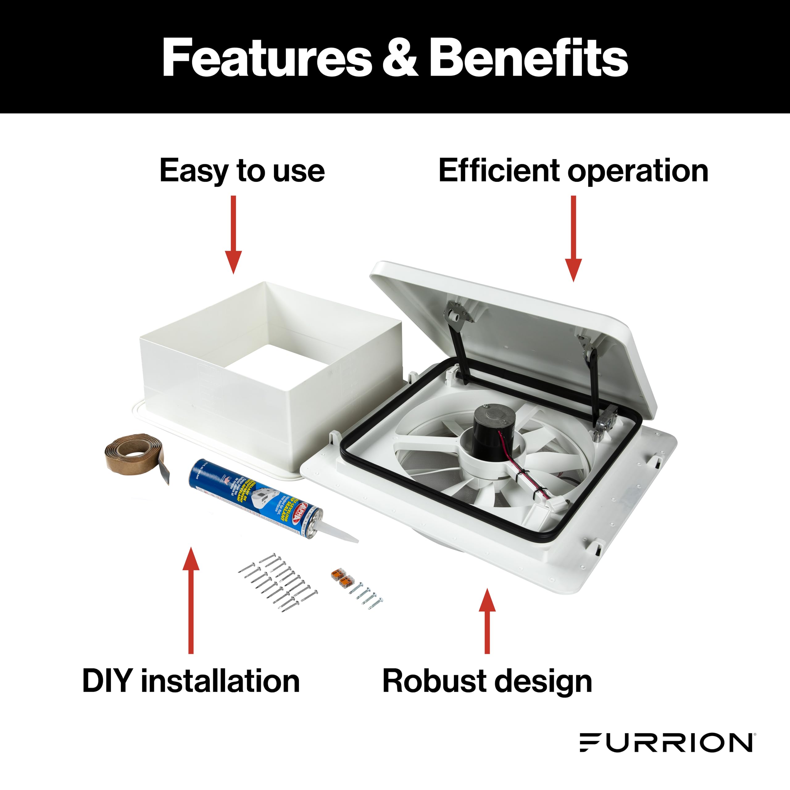 Push-button controls on the Furrion vent simplify quick airflow adjustments.