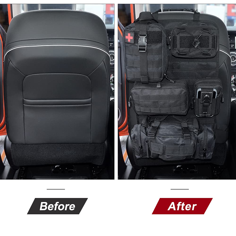 FURYENGRAVER back-seat organizer with five MOLLE pouches panel for gear