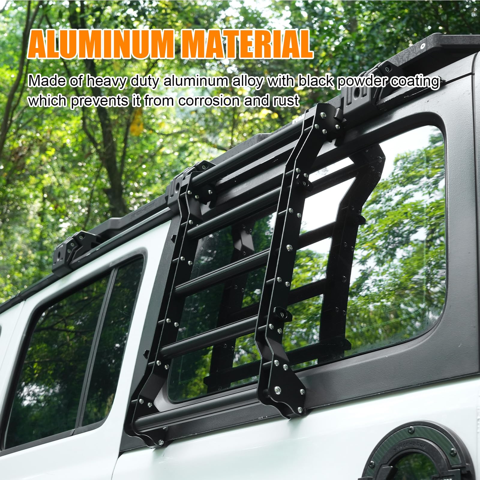 FURYENGRAVER ladder used to access rooftop tents and cargo boxes