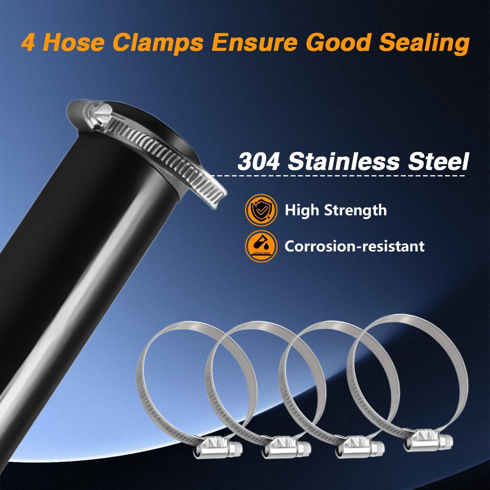 FUSCH 304 stainless steel clamps provide corrosion resistance and a secure seal.