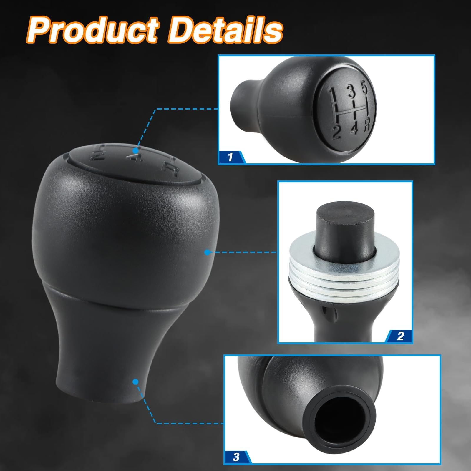 FUSCH 5-Speed shift knob compatibility chart confirms cross-model fit.