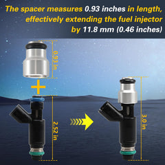 0.93 inch length extends injector by 11.8 mm