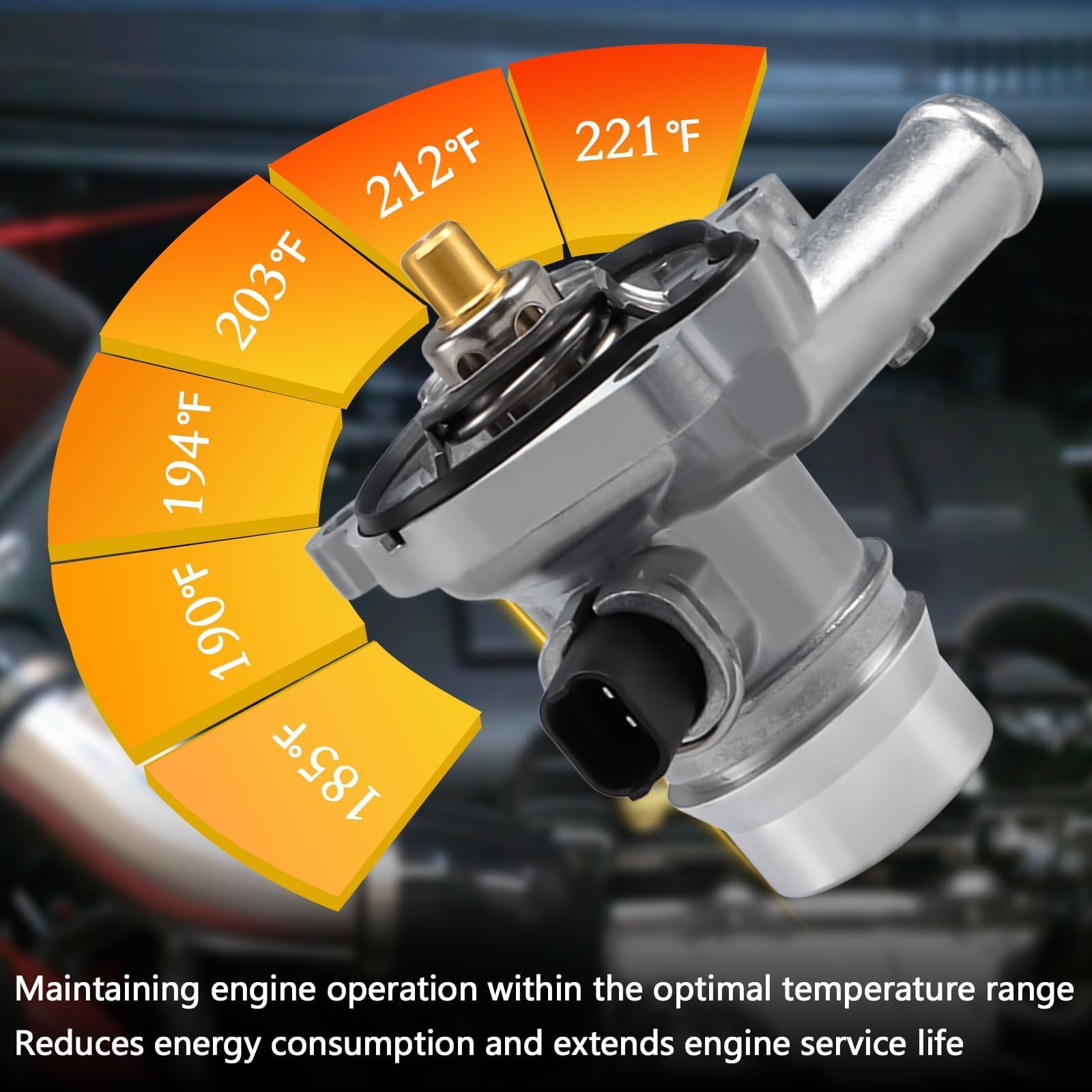 FUSCH durable aluminum thermostat housing enhances engine cooling system life.