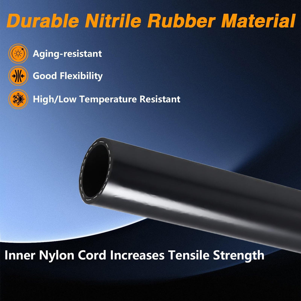 FUSCH nitrile rubber fuel hose core resists swelling and maintains flexibility under fuel exposure.