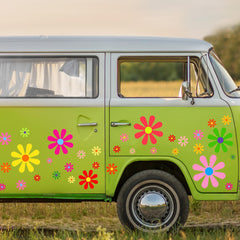 Fuutreo daisy sticker set on car bumper adds playful color accents