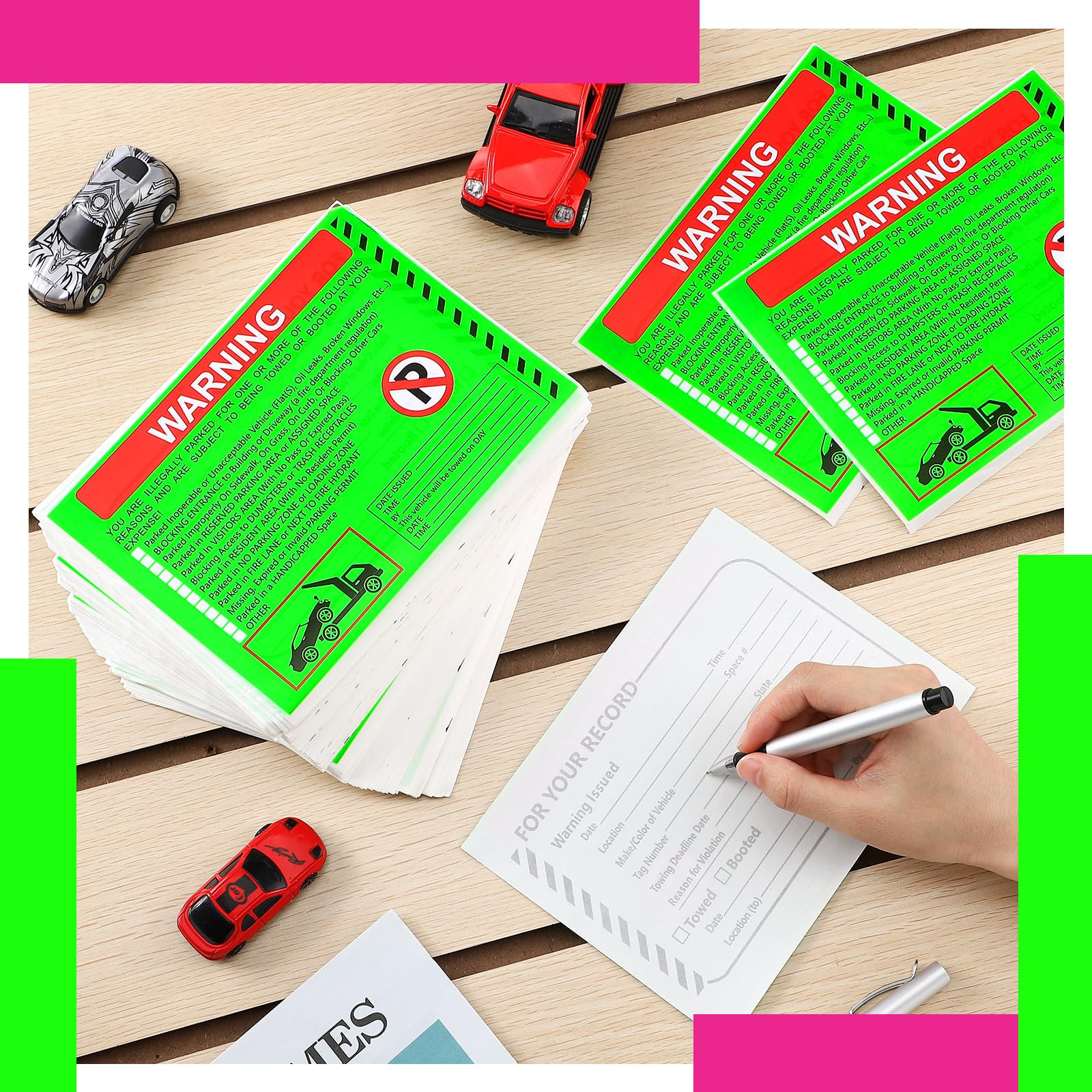 Fuyoooo parking violation stickers shown ready for windshields or windows