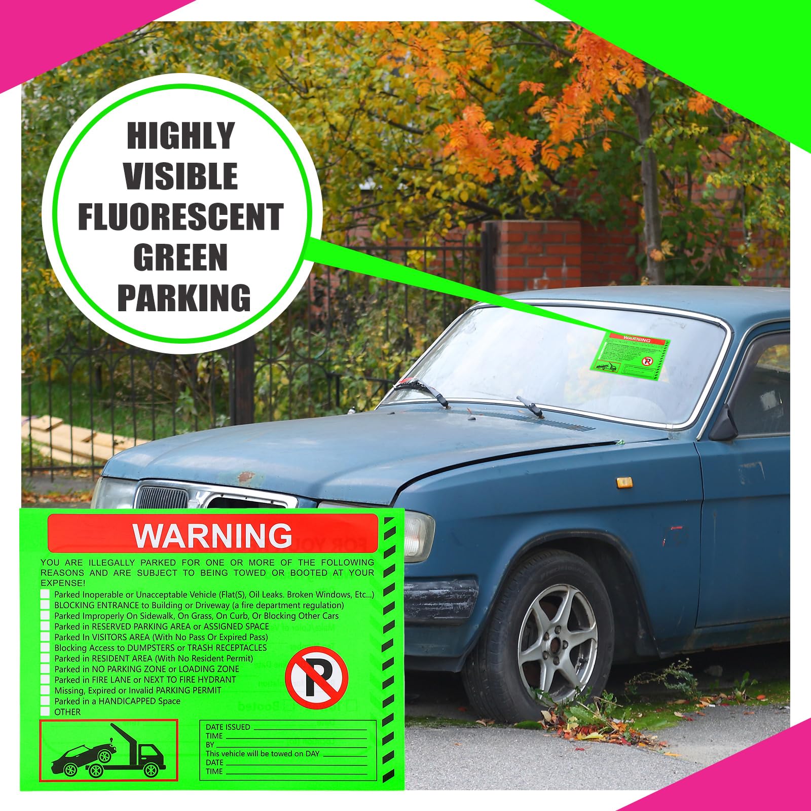 Fuyoooo parking violation stickers are writable with a marker for notes