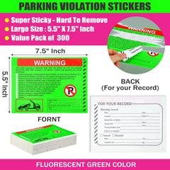 Close up of Fuyoooo parking violation sticker catching attention with bright green color