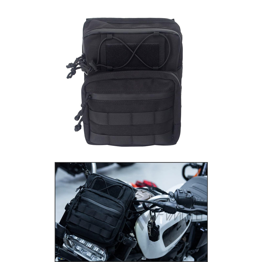 FVMOTO bar handlebag mounted on Harley for easy access on rides