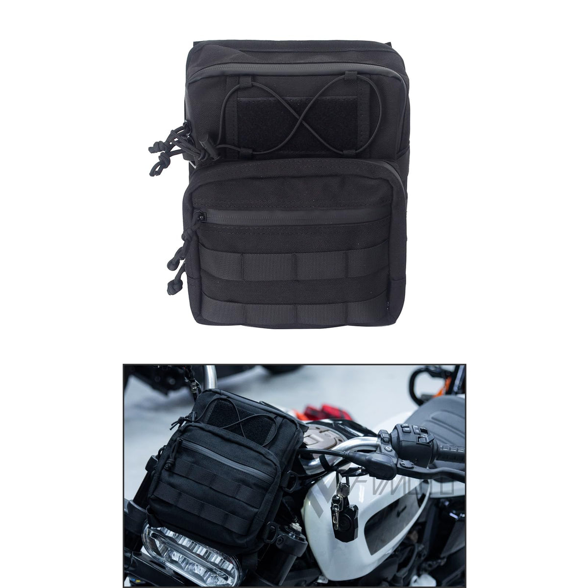 FVMOTO bar handlebag mounted on Harley for easy access on rides