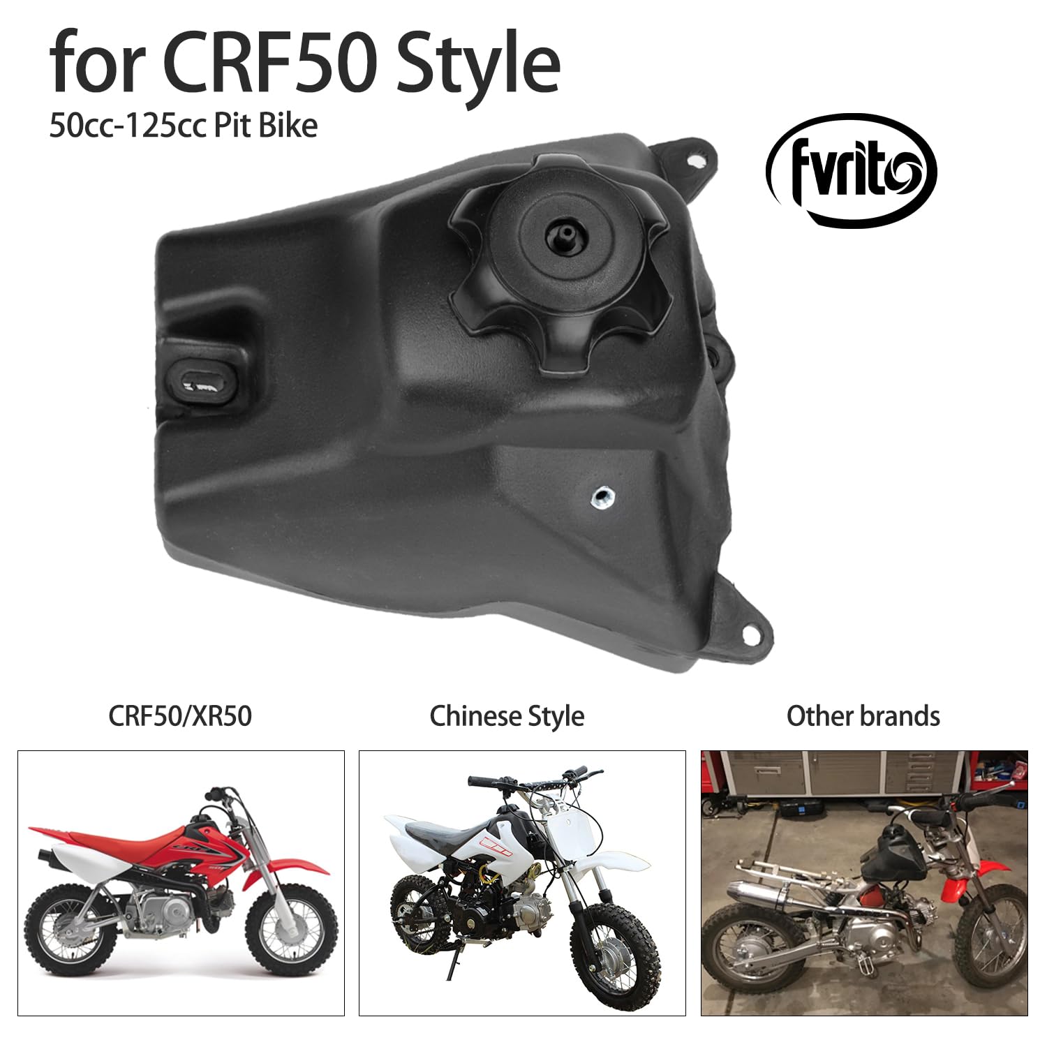FVRITO 125cc dirt bike gas tank highlights compact 3.5L capacity for longer rides