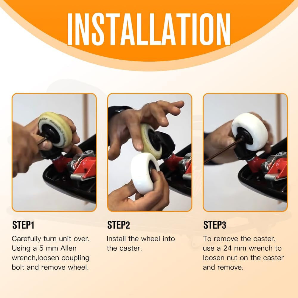 FVRITO installation guide illustrates an easy wheel swap process.