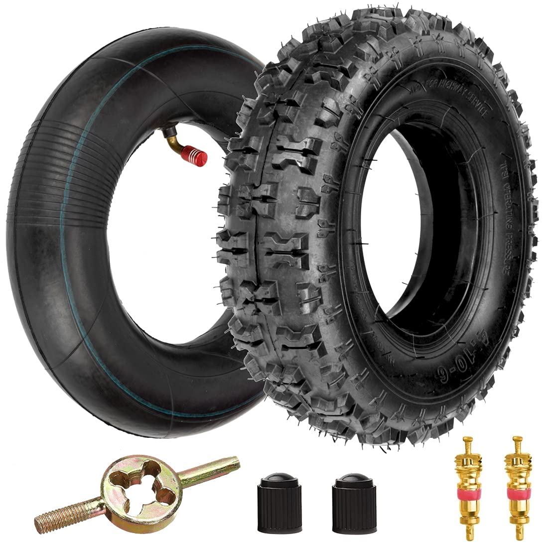 FVRITO 4.10-6 NHS tire and inner tube assembly for go-karts and ATVs.