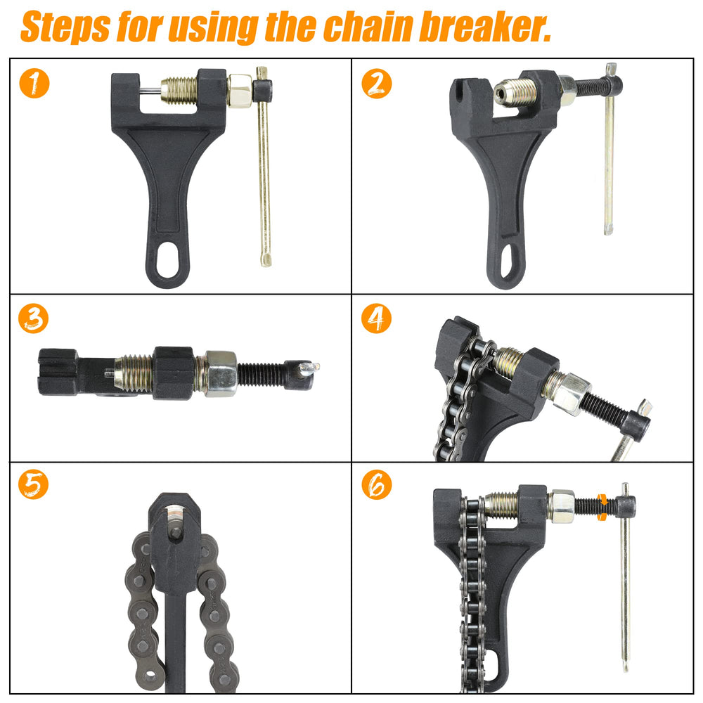 FVRITO 420 chain pack includes master links for straightforward setup.