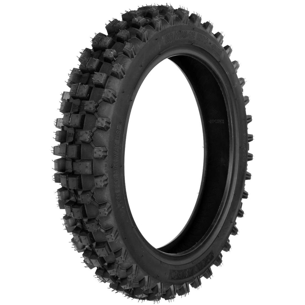 Close-up of tread detail on FVRITO 80/100-12 tire.
